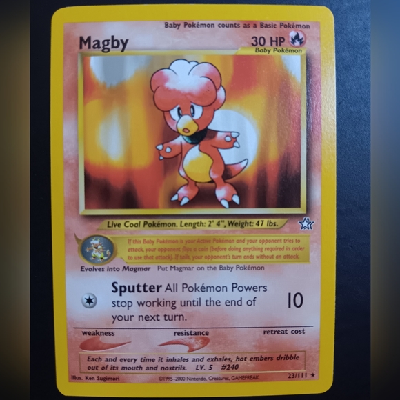 Magby Pokemon Card - Neo Genesis - 23/111 Rare Non-Holo - Picture 1 of 9